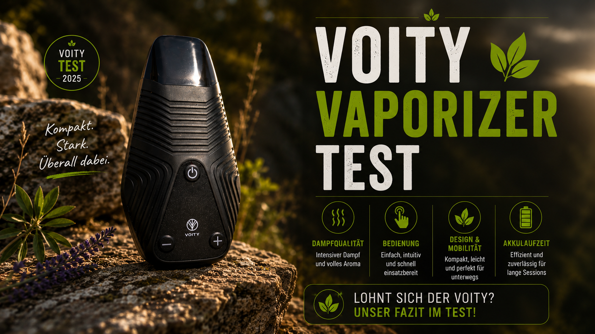 Voity Vaporizer, Cannabispflanze, Stein