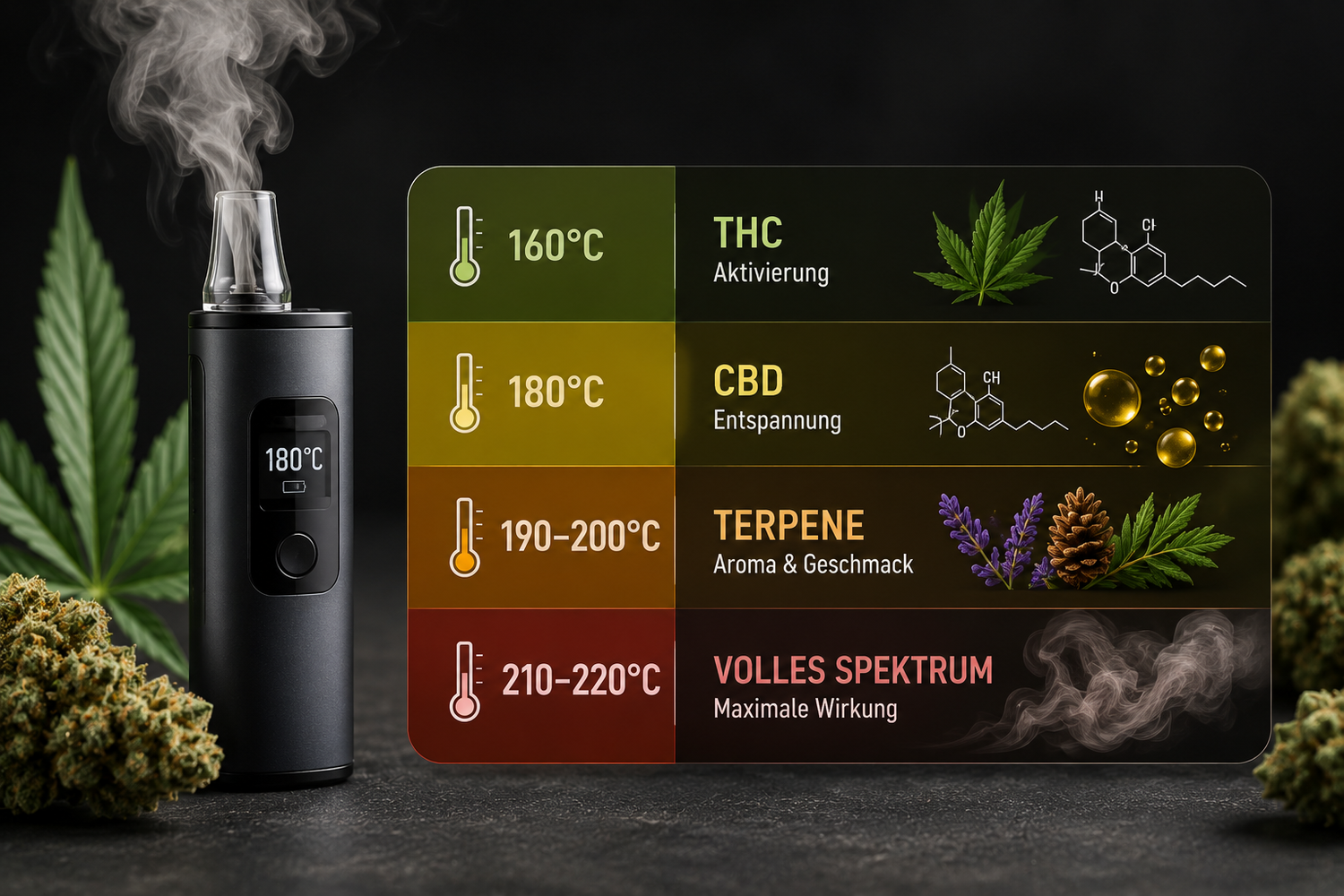 Cannabis Vaporizer Temperatur Tabelle: THC, CBD & Terpene Tabelle