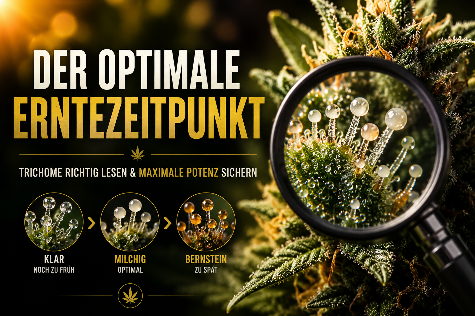 Cannabisblüte unter der Lupe, Erntehinweis