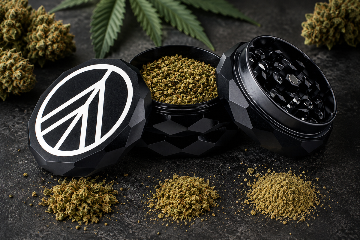 Norddampf Grinder mit Cannabis und Blüten
