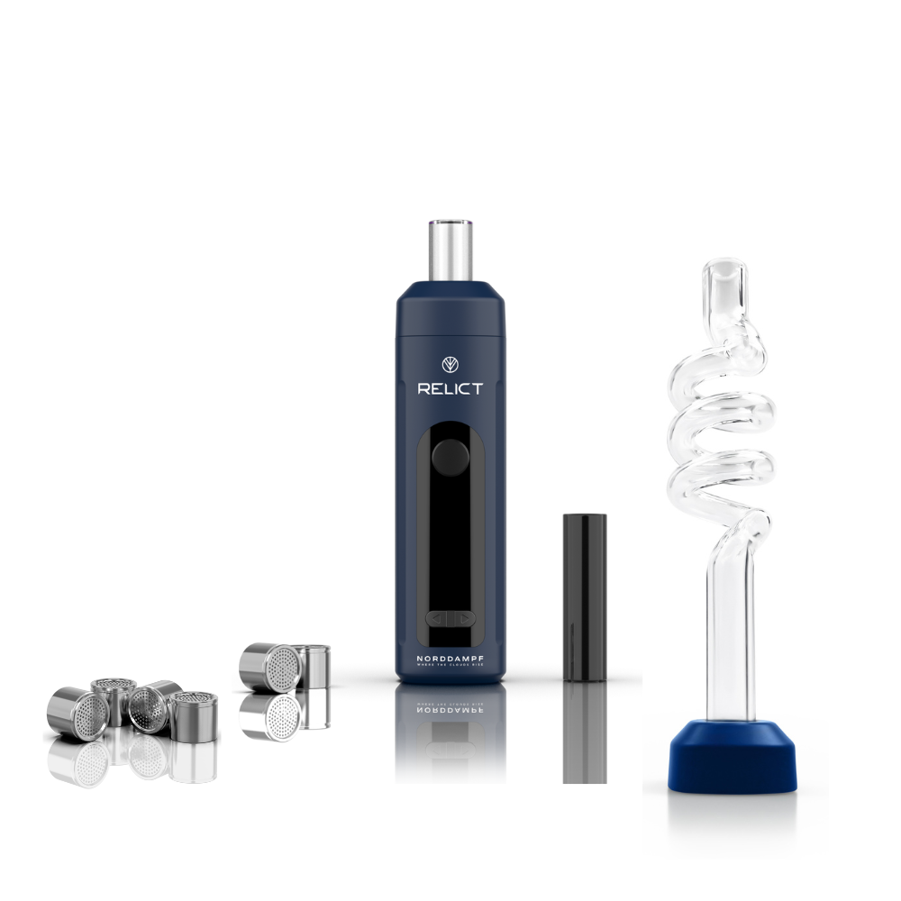 Norddampf Relict Vaporizer + Spiral Glasmundstück + 4 Dosierkapseln - NORDIC BLUE