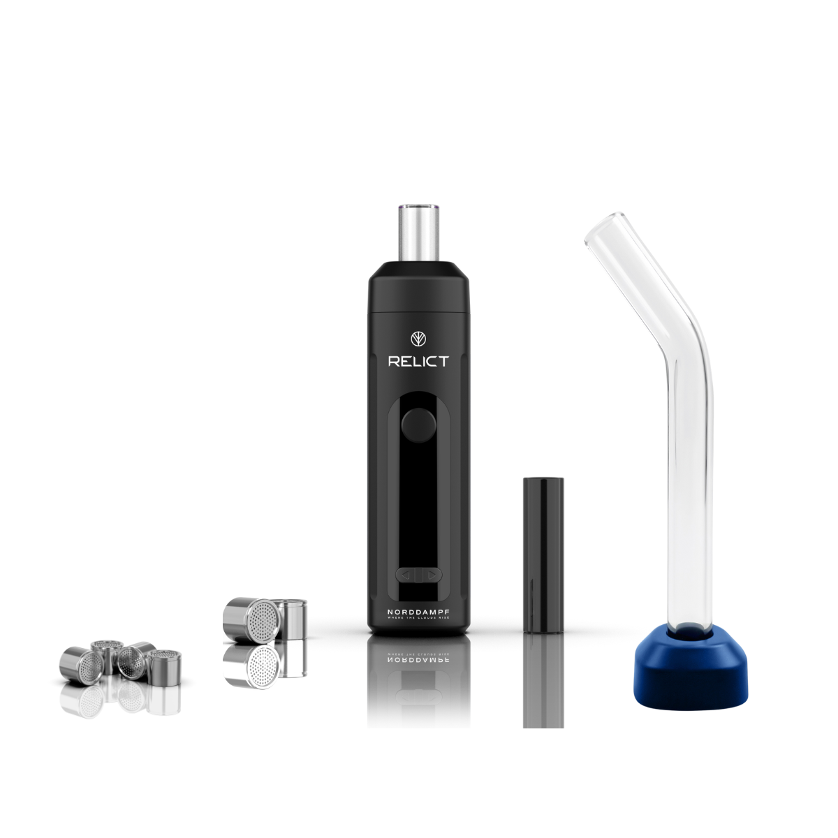 Norddampf Relict Vaporizer + Curved Glasmundstück + 4 Dosierungskapseln - DEEP BLACK