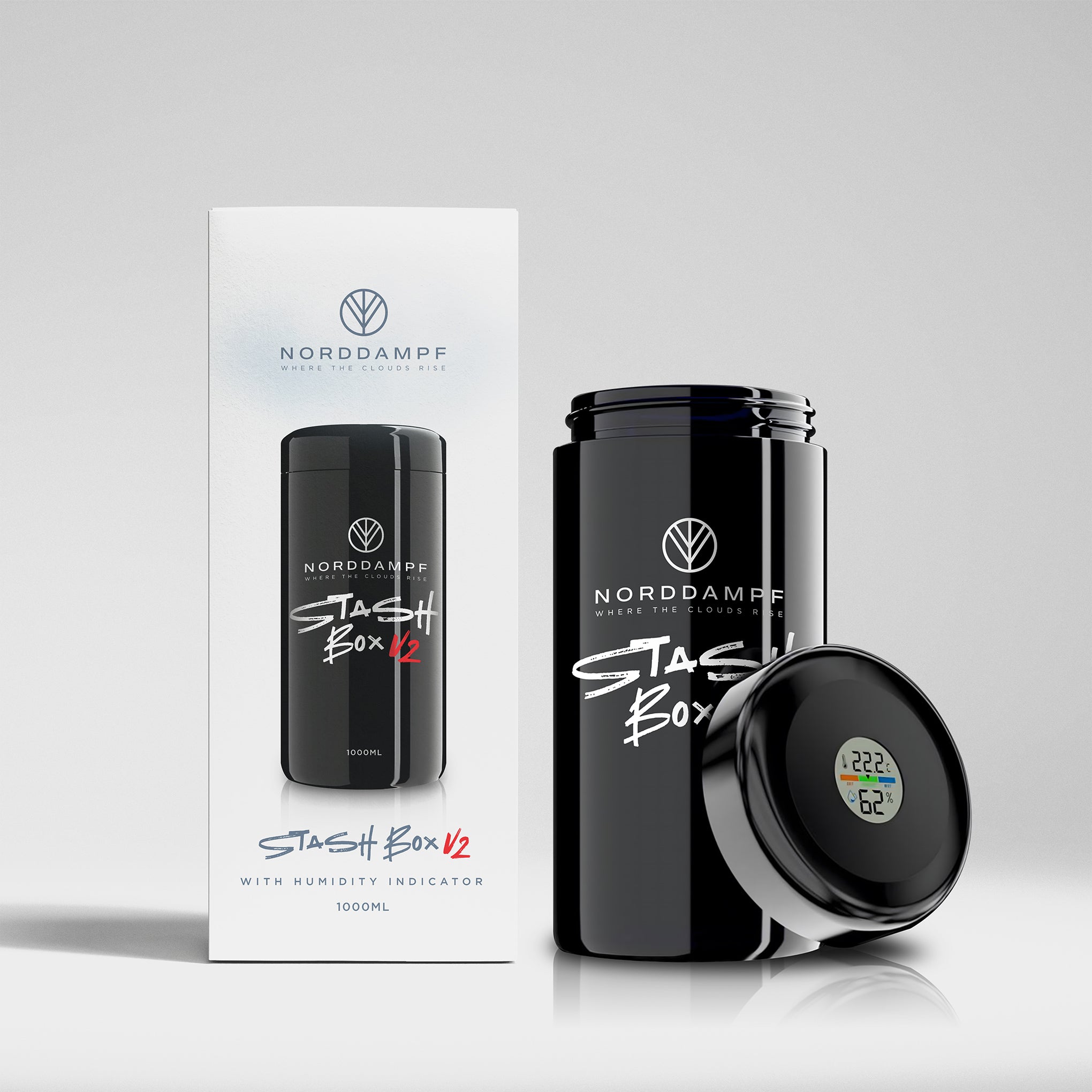 Norddampf Stashbox V2 1000ml Mironglas mit Hygrometer
