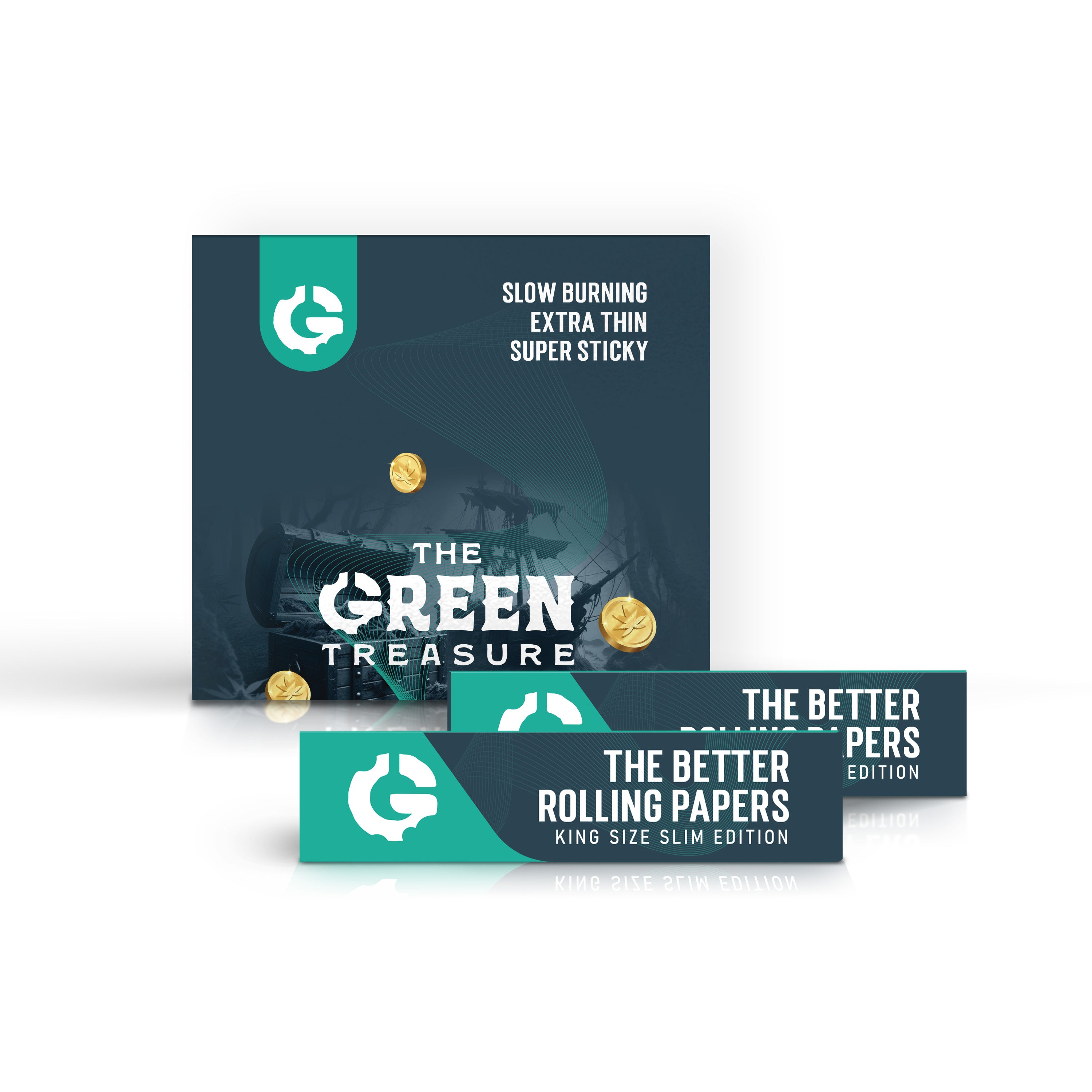 The Green Treasure King Size Slim Long Papers 32 Blättchen