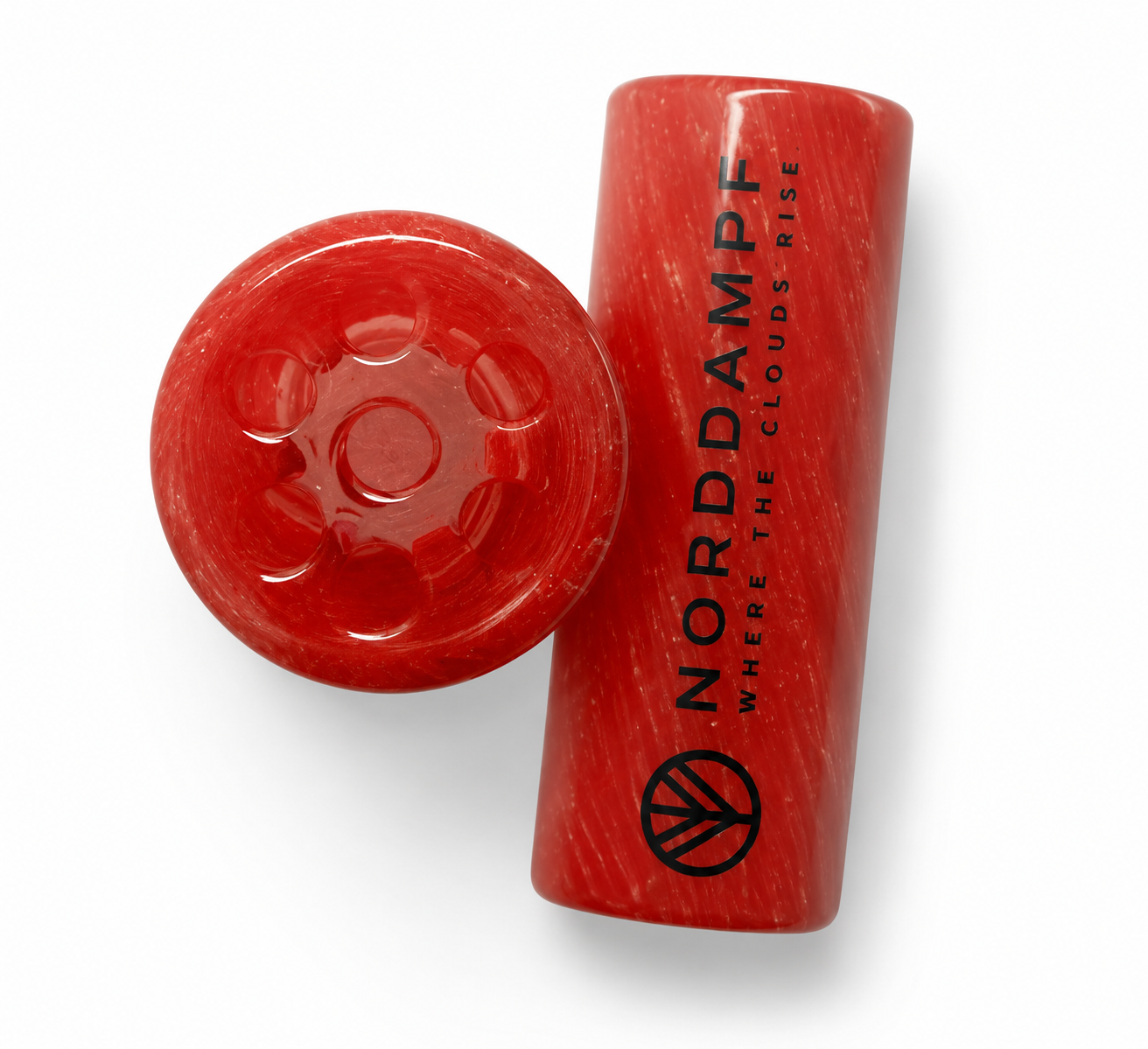 Norddampf RELICT Glasmundstück Vortex Rot / Gold Glitter 30 mm