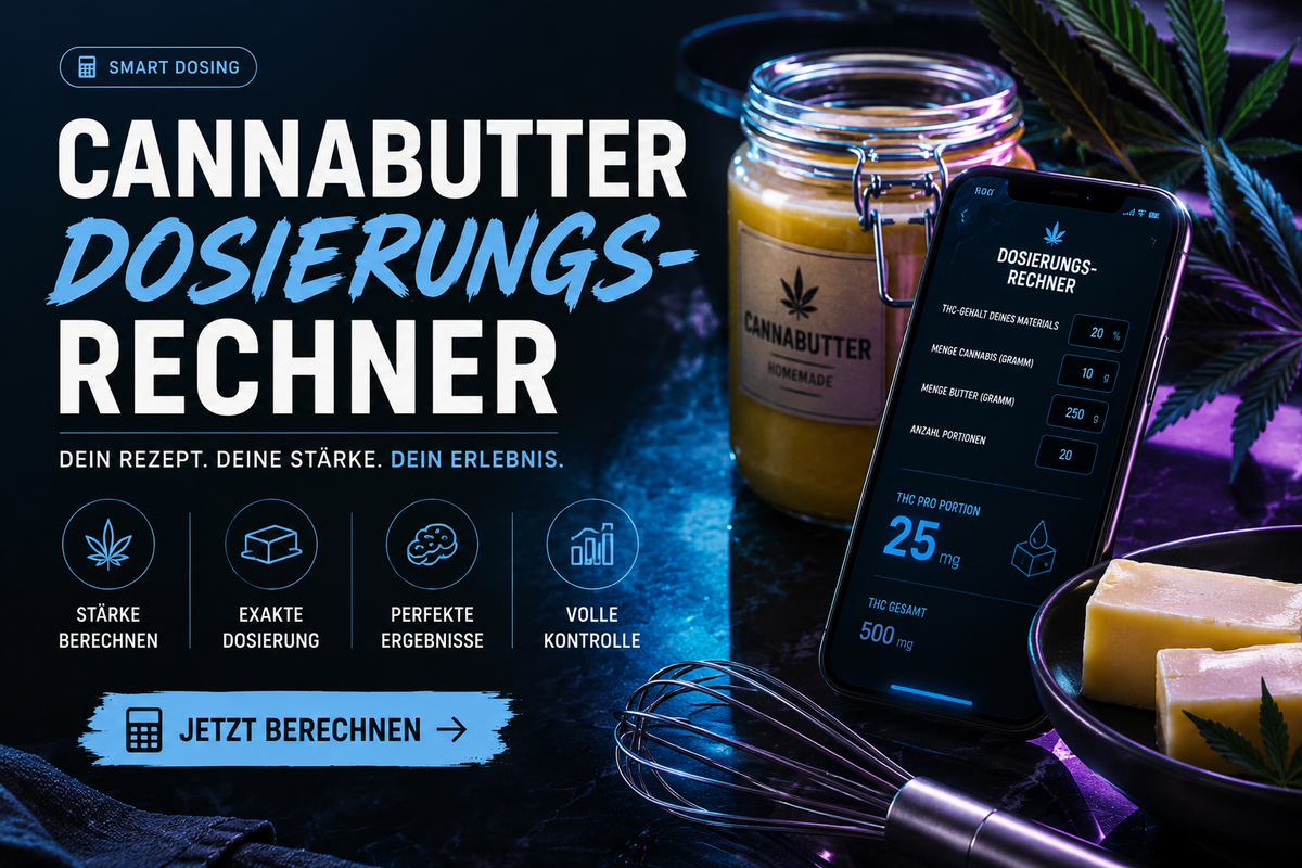 Butter, Waage, Rechner, Pflanze im Hintergrund
