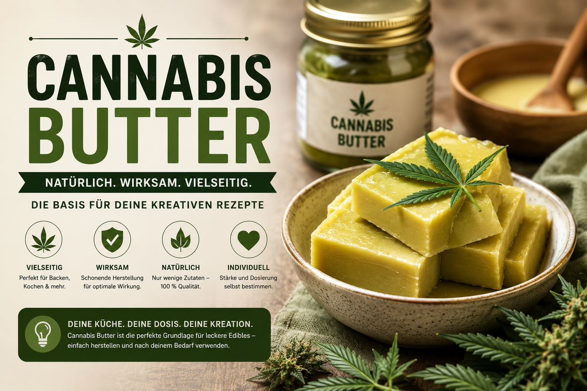 Cannabisblüte, Butter, Fläschchen, Pflanzen