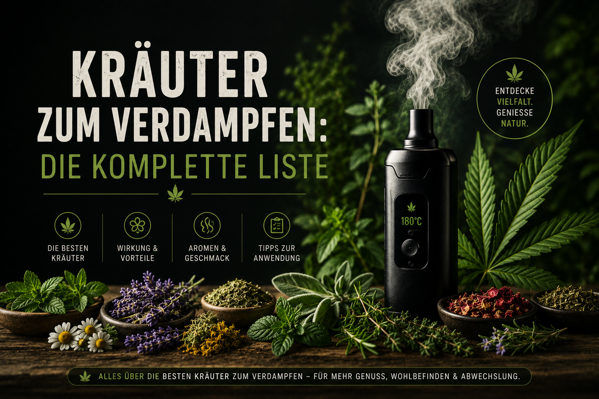 Verschiedene Kräuter, Vaporizer, Pflanzen und Dampf