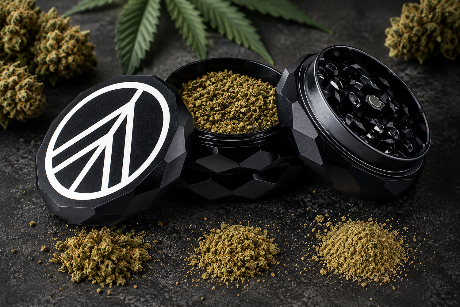 Norddampf Grinder mit Cannabis und Blüten
