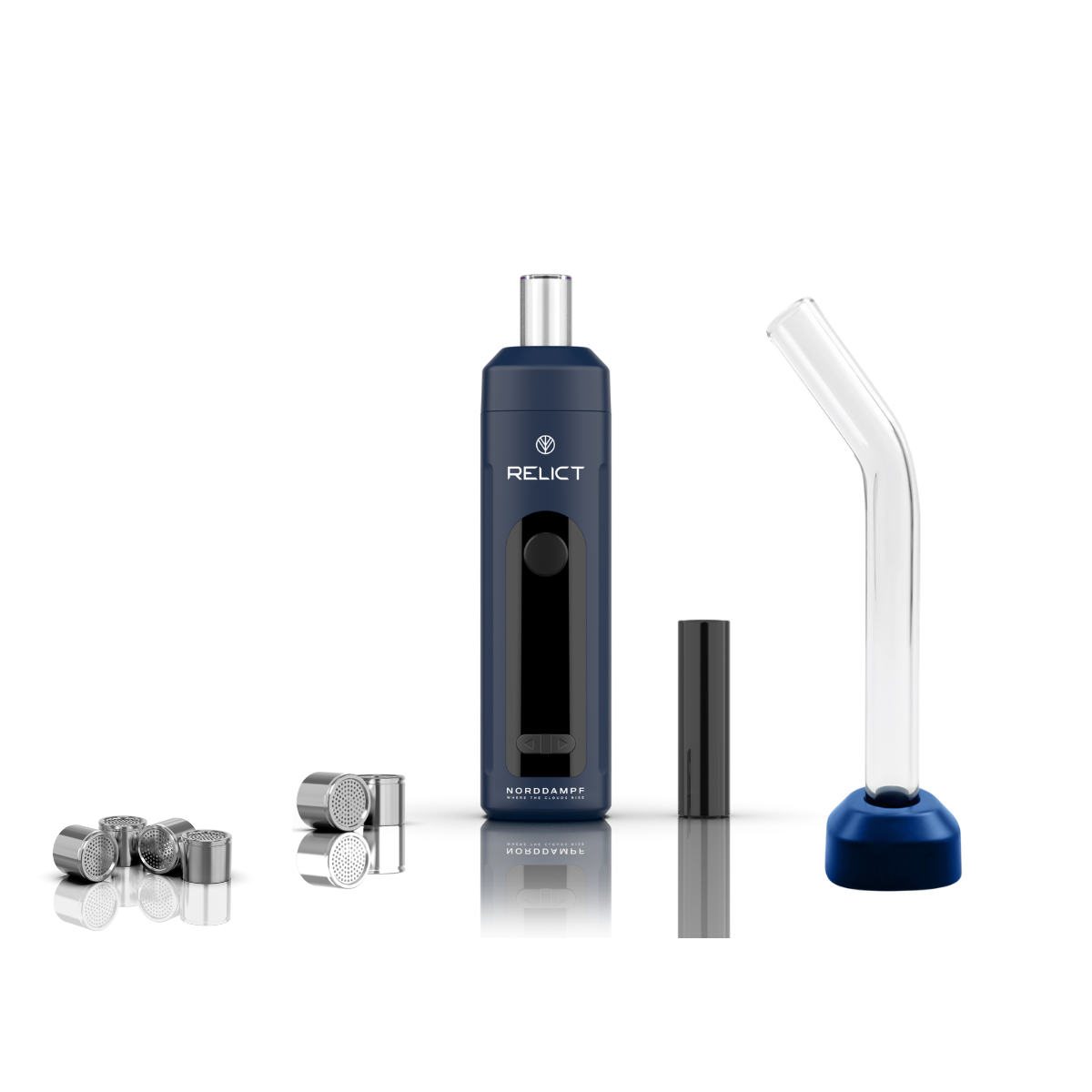Norddampf Relict Vaporizer + Curved Glasmundstück + 4 Dosierungskapseln - NORDIC BLUE