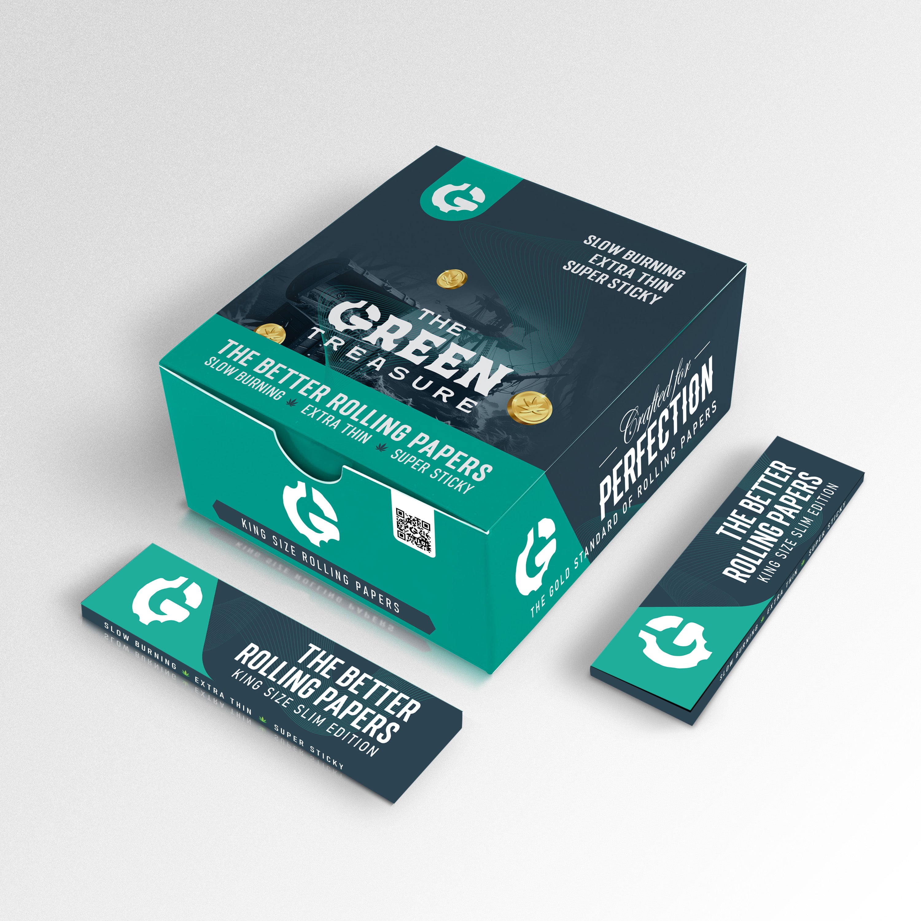The Green Treasure King Size Slim Long Papers 32 Blättchen